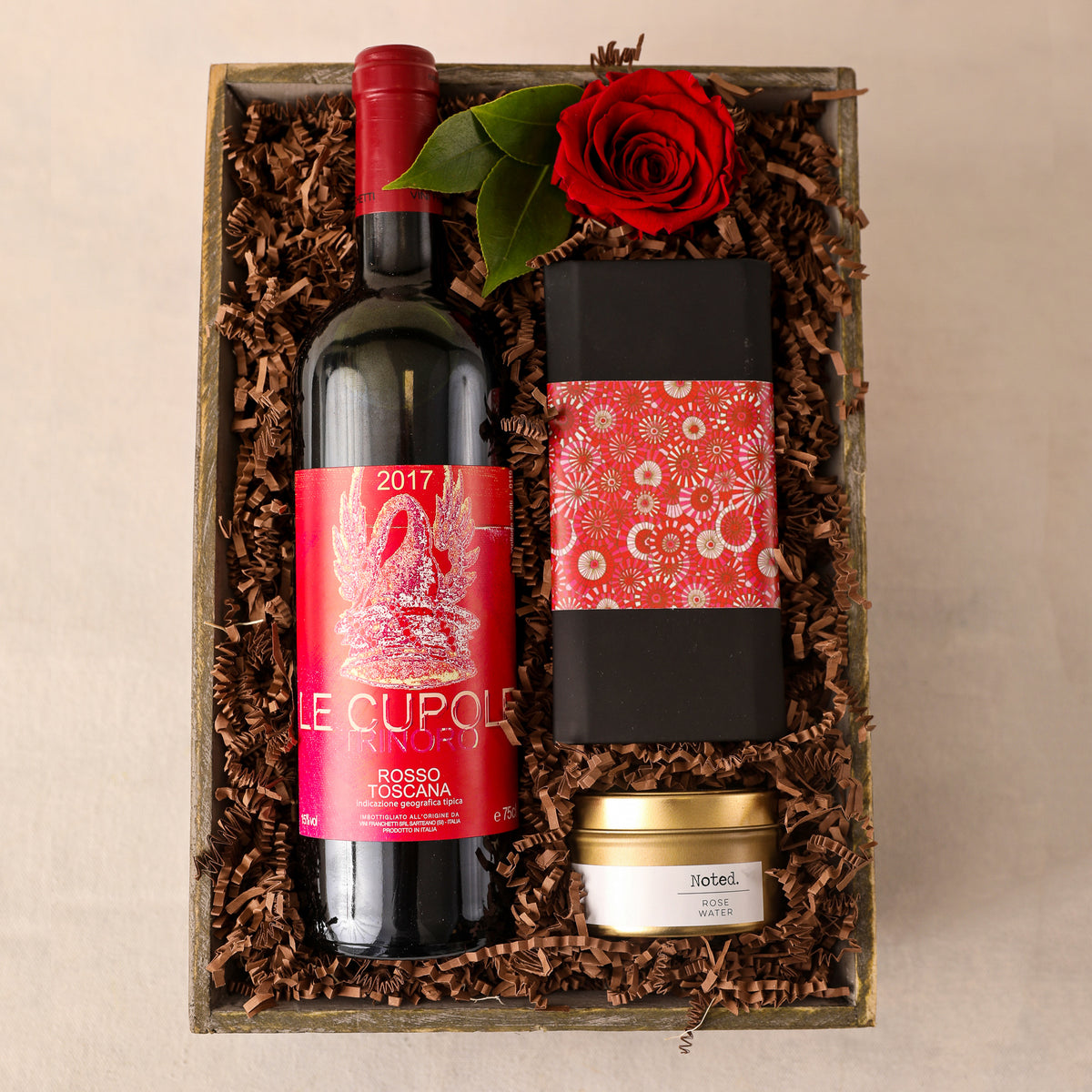 Roses and Wine Gift Box – Jardiniere Flowers