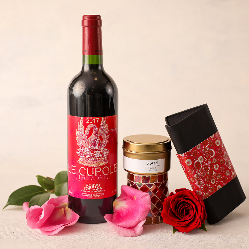 Roses and Wine Gift Box – Jardiniere Flowers