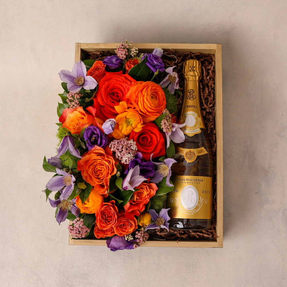 Roses and Wine Gift Box – Jardiniere Flowers
